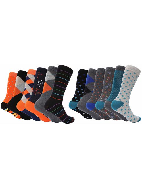 Mio Marino Men's Dress Socks - Colorful Funky Socks for Men - 12 Pack