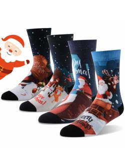Men's Novelty Socks, MEIKAN Digital Printing Funky Patterned Crew Socks 3, 4, 5, 6 Pairs