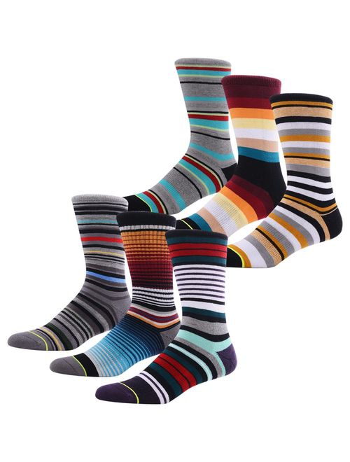 Men's Novelty Socks, MEIKAN Digital Printing Funky Patterned Crew Socks 3, 4, 5, 6 Pairs