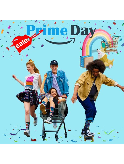 Men's Novelty Socks, MEIKAN Digital Printing Funky Patterned Crew Socks 3, 4, 5, 6 Pairs