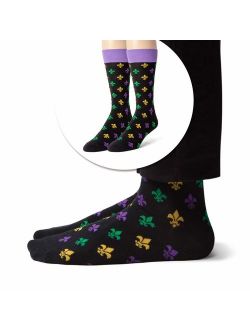 PREMIUM REINFORCED Crew Length Men's Dress Socks - Great for Mardi Gras, Valentine's Day, St. Patrick's Day and more