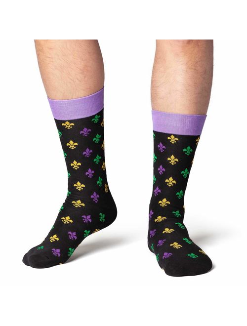 PREMIUM REINFORCED Crew Length Men's Dress Socks - Great for Mardi Gras, Valentine's Day, St. Patrick's Day and more