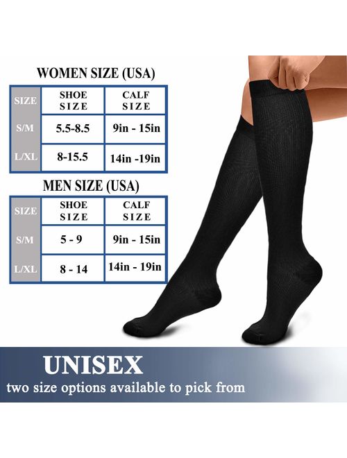 CHARMKING Compression Socks for Women & Men (3 Pairs) 15-20 mmHg is Best Athletic, Running, Flight, Travel, Nurses,Edema