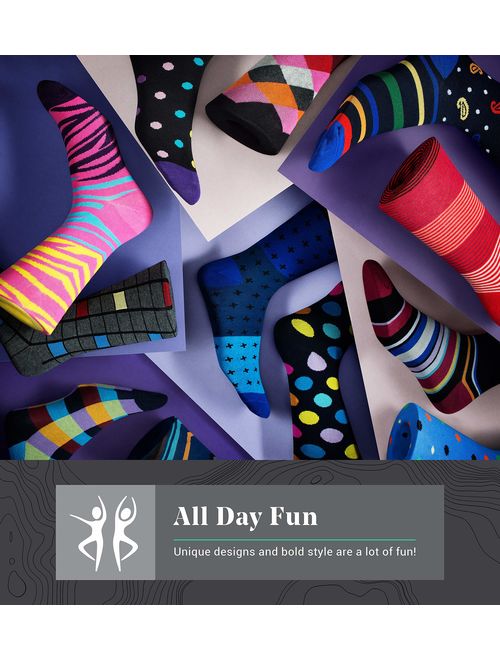 Marino Mens Dress Socks - Fun Colorful Socks for Men - Cotton Funky Socks - 6 Pack