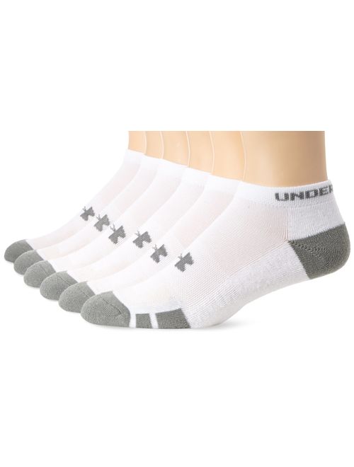 Under Armour White Solid No Show Socks For Men