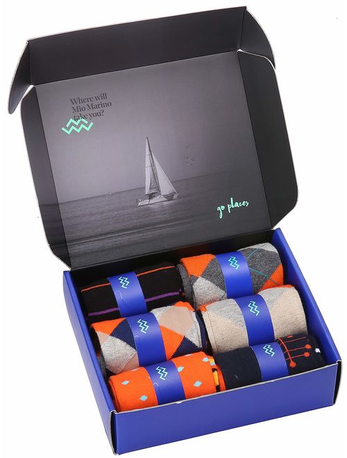 Mio Marino Men's Dress Socks - Colorful Funky Socks for Men - 6 Pack