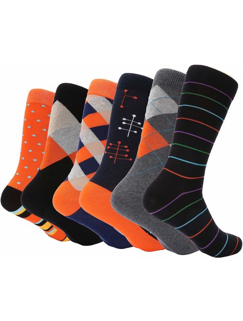 Mio Marino Men's Dress Socks - Colorful Funky Socks for Men - 6 Pack