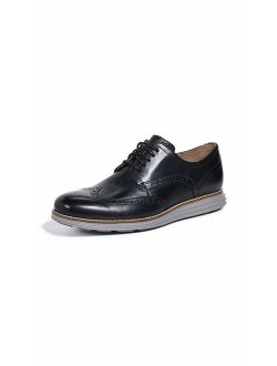 Men's Original Grand Shortwing Oxford Shoe, Black Leather/Ironstone, 9.5 Medium US