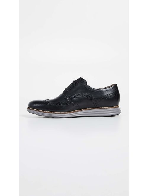 Cole Haan Men's Original Grand Shortwing Oxford Shoe, Black Leather/Ironstone, 9.5 Medium US