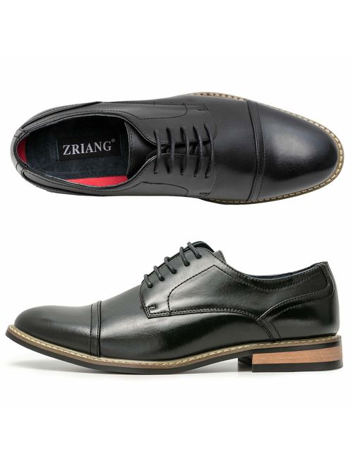ZRIANG Men's Classic Cap Toe Lace-up Oxford Dress Shoes