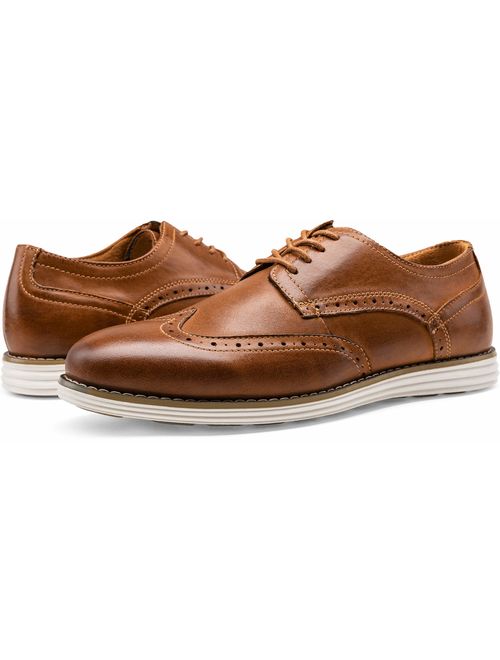 VOSTEY Men's Dress Shoes Leather Brogue Wingtip Oxford Shoes