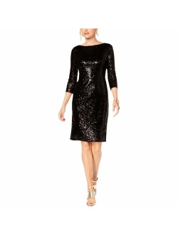 Women's Sequined 3/4 Sleeve Sheath Cocktail Dress