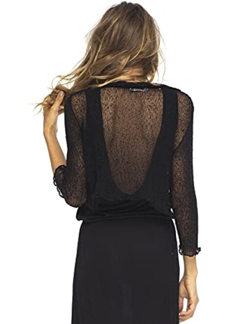 Back From Bali Womens Sheer Shrug Cardigan Cropped Bolero Jacket Lightweight Knit