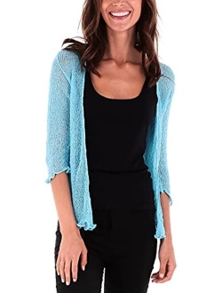 SHU-SHI Womens Sheer Shrug Tie Top Open Front Cardigan Lightweight Knit