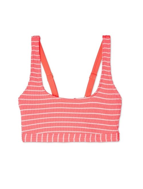 Women's Textured Bralette Bikini Top - Xhilaration&#153; Neon Coral Stripe