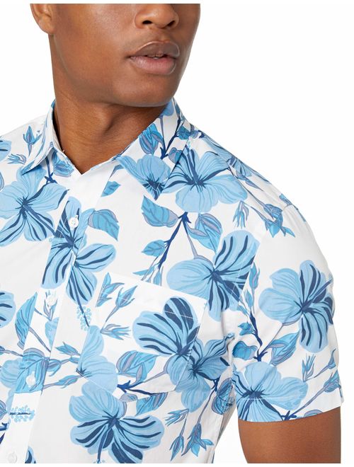 Amazon Essentials Men's Slim-fit Short-Sleeve Print Shirt