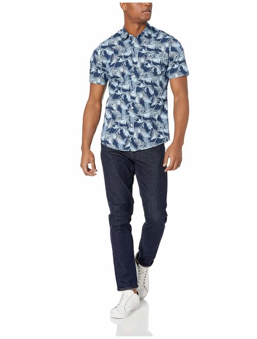 Amazon Essentials Men's Slim-fit Short-Sleeve Print Shirt