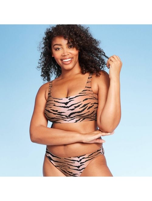 Women's Square Neck Bralette Bikini Swim Top - Xhilaration Animal Print