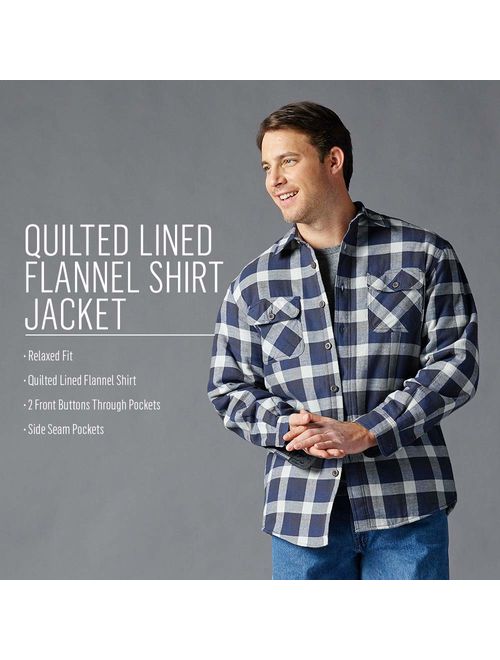 wrangler authentics men's long sleeve quilted lined flannel shirt jacket with hood