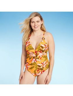 Women's Tortoise Ring High Coverage One Piece Swimsuit - Kona Sol Floral