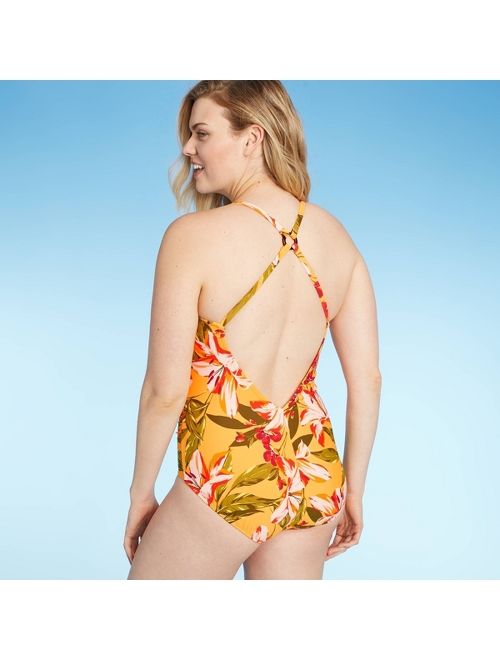 Women's Tortoise Ring High Coverage One Piece Swimsuit - Kona Sol Floral