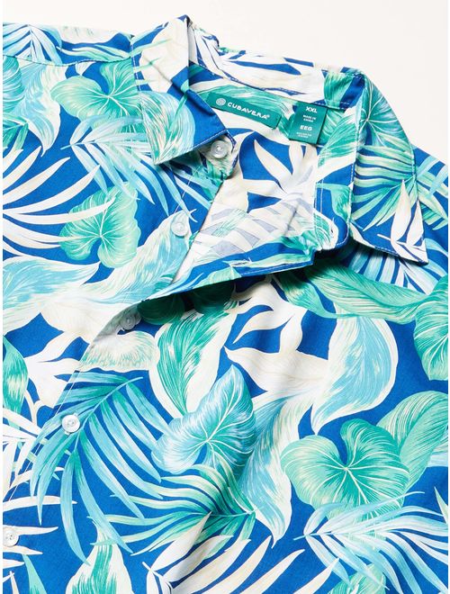 Cubavera Men's Bold Tropical Leaf Pattern Shirt