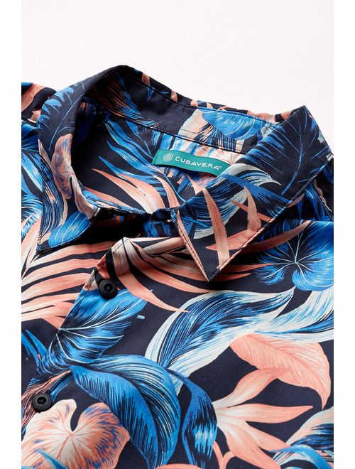 Cubavera Men's Bold Tropical Leaf Pattern Shirt