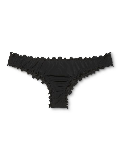 Women's Ruffle Extra Cheeky Bikini Bottom - Shade & Shore Black