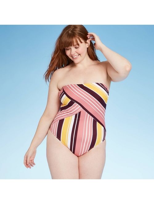 Women's Bandeau One Piece Swimsuit - Kona Sol Variegated Stripe