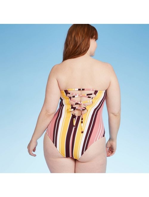 Women's Bandeau One Piece Swimsuit - Kona Sol Variegated Stripe