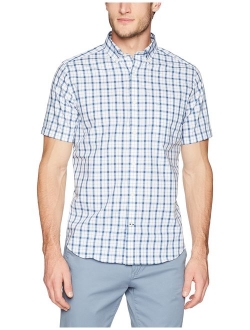 Men's Wrinkle Resistant Short Sleeve Plaid Button Front Shirt