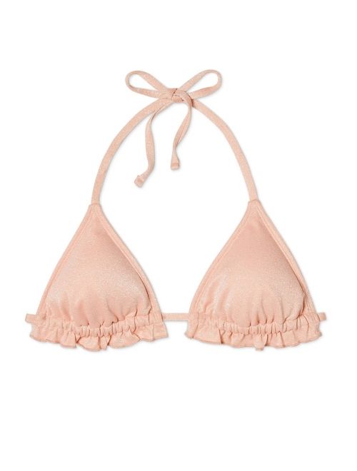 Women's Ruffle Triangle Bikini Top - Xhilaration Metallic Pink