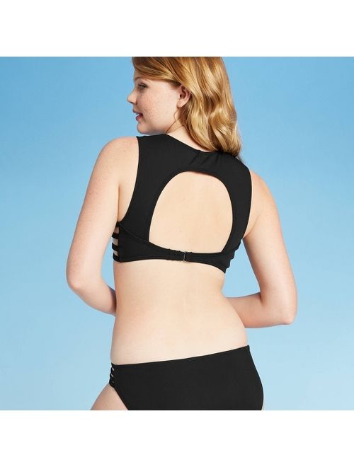 Women's Ribbed Muscle Tank Bikini Top - Xhilaration Black