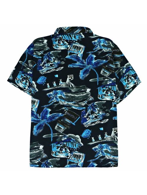 Leehanton Hawaiian Shirts for Men Casual Button Down Relaxed-Fit Short Sleeve Lightweight Beach Print Shirts