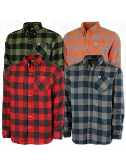 Mossy Oak Flannel Shirt for Men, Buffalo Plaid Long Sleeve Mens Flannel Shirts