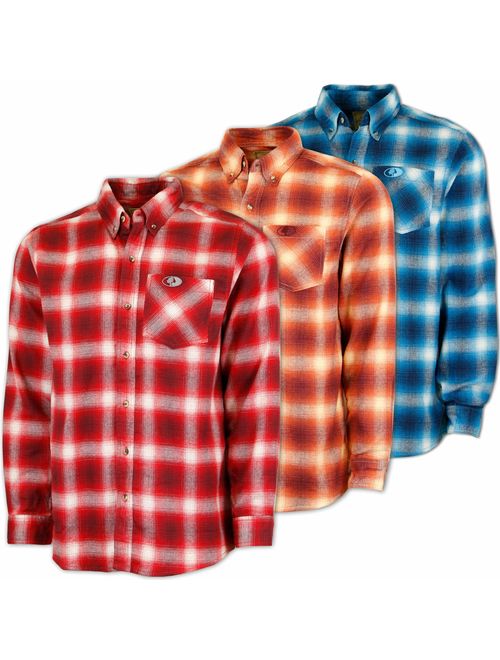 Mossy Oak Flannel Shirt for Men, Buffalo Plaid Long Sleeve Mens Flannel Shirts