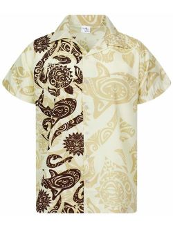 Hawaiian Shirt for Men Funky Casual Button Down Very Loud Shortsleeve Unisex Maori Wedding Print