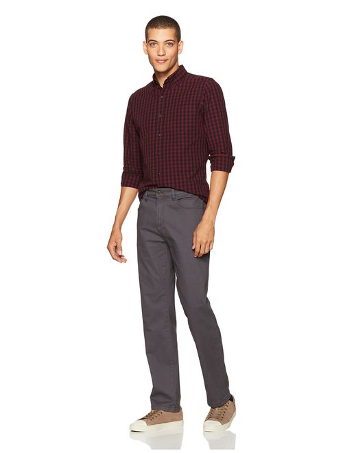 Amazon Brand - Goodthreads Men's Slim-Fit Long-Sleeve Gingham Slub Shirt
