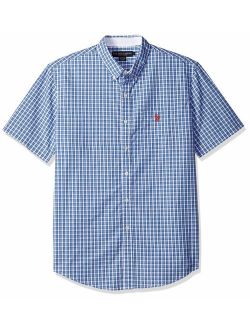 Men's Classic Fit Single Pocket Stripe, Plaid Print Sport Shirt