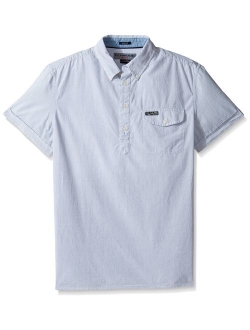Men's Classic Fit Single Pocket Stripe, Plaid Print Sport Shirt