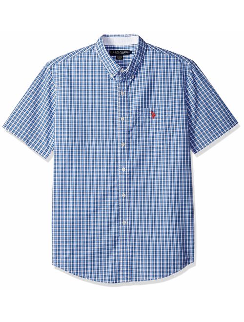 U.S. Polo Assn. Men's Classic Fit Single Pocket Stripe, Plaid Print Sport Shirt