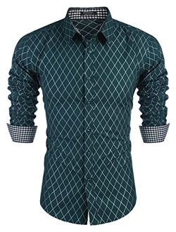 Men's Business Dress Shirt Long Sleeve Slim Fit Casual Button Down Shirt