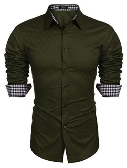 Men's Business Dress Shirt Long Sleeve Slim Fit Casual Button Down Shirt
