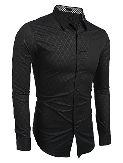 COOFANDY Men's Business Dress Shirt Long Sleeve Slim Fit Casual Button Down Shirt