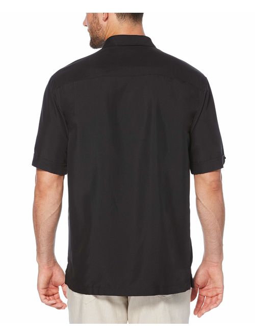 Cubavera Men's Short Sleeve Tuck with Geo Stitching Shirt