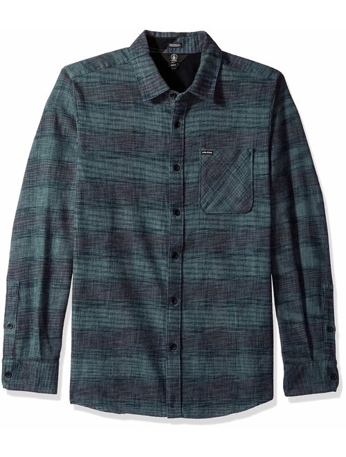 Volcom Men's Buffalo Glitch Modern Fit Woven Long Sleeve Button Up Shirt