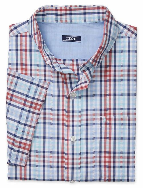 Izod Men's Breeze Short Sleeve Button Down Plaid Shirt