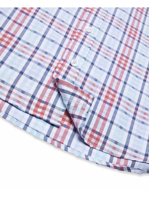 Izod Men's Breeze Short Sleeve Button Down Plaid Shirt