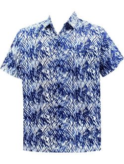 Cotton Men Beachwear Casual Short Sleeve Button Down Aloha Hawaiian Shirt Violet