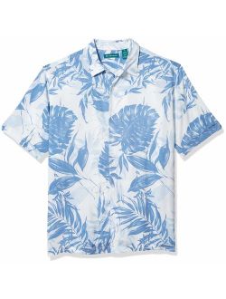 Men's Tropical Leaf Print Short Sleeve Shirt